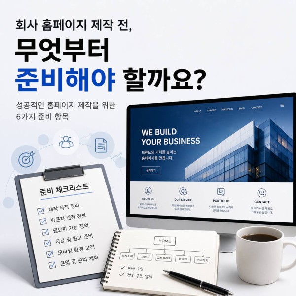 회사 홈페이지 제작 전, 반드시 정리해야 될 6가지 대표 이미지
